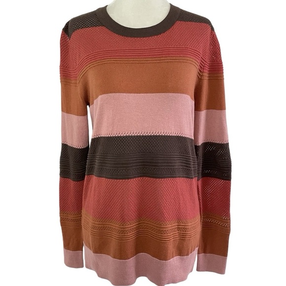 Market & Spruce Sweaters - NWT Market & Spruce Textured Open Knit Striped Sweater Multicolor Size Small